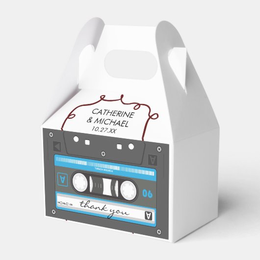 Cassettebandje Retro 70's Muzikale Bruiloft Bedankdoosjes (Voorkant Zijde)