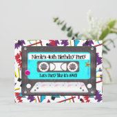 Cassettebandje Retro 80's 90's Theme Birthday Part Kaart (Staand voorkant)