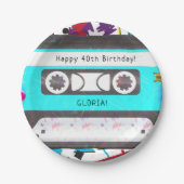 Cassettebandje Retro 80's 90's Theme Birthday Part Papieren Bordje (Voorkant)