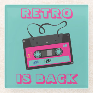 Cassettebandje Retro 80's Groovy Muziek Glazen Onderzetter