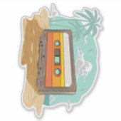 Cassettebandje Retro 80's op het strand Rewind Sticker (Voorkant)