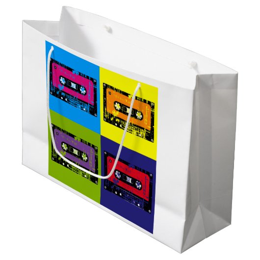 Cassettebandje Retro 90 Pop Art Groot Cadeauzakje (Voorkant Gekanteld)