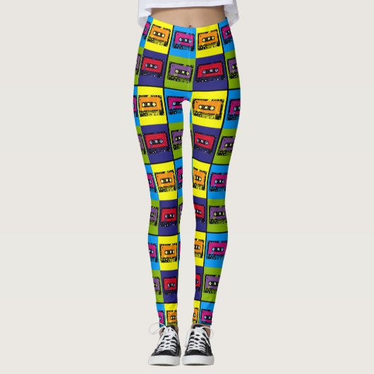 Cassettebandje Retro 90 Pop Art Leggings (Voorkant)