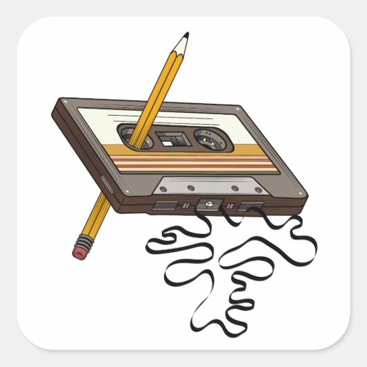 Cassettebandje Retro Rewind 80's Style Vierkante Sticker (Voorkant)