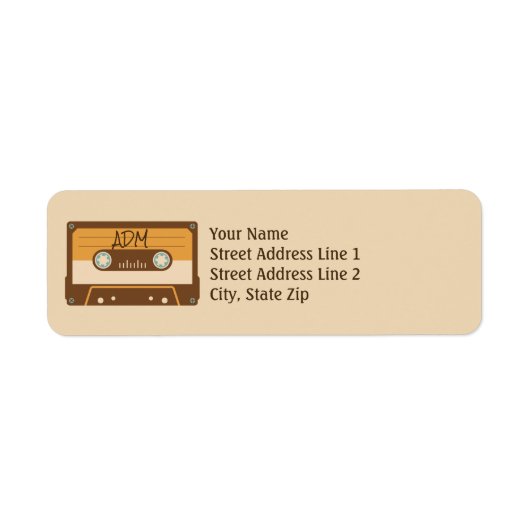 Cassettebandje Retro Style Monogram Retouradres Etiket (Voorkant)