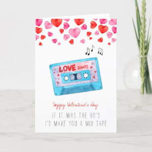 Cassettebandje Retro van 1980   Valentijnsdag Love Feestdagen Kaart