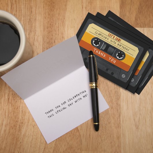 Cassettebandje Retro verjaardagsfeestje Bedankkaart