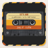 Cassettebandje Retro verjaardagsfeestje Kartonnen Onderzetters (Voorkant)