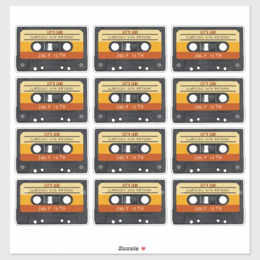 Cassettebandje Retro verjaardagsfeestje Sticker (Vel)