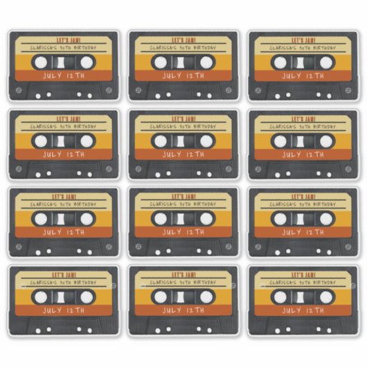 Cassettebandje Retro verjaardagsfeestje Sticker (Voorkant)