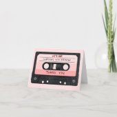 Cassettebandje Roze Retro Verjaardagsfeest Bedankkaart (Voorkant)