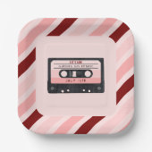 Cassettebandje Roze Retro Verjaardagsfeest Papieren Bordje (Voorkant)