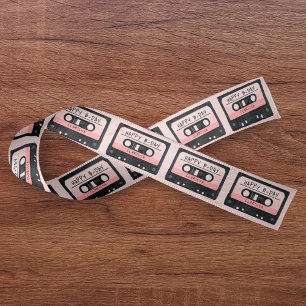 Cassettebandje Roze Retro Verjaardagsfeest Satijnen Lint