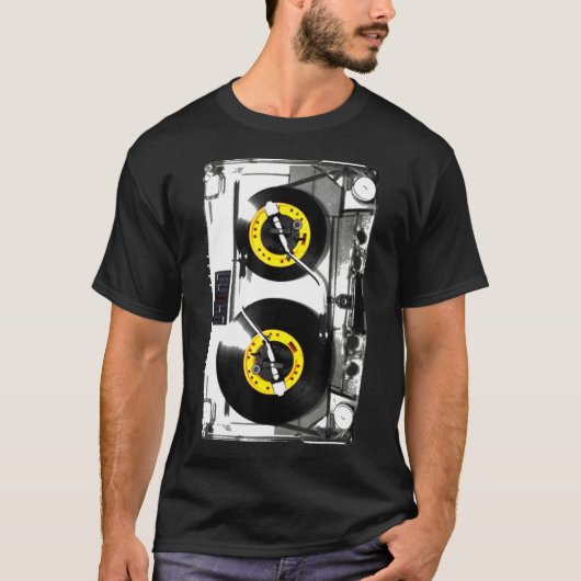 Cassettebandje Vinyl Record Dj Platenspeler Tshirt (Voorkant)
