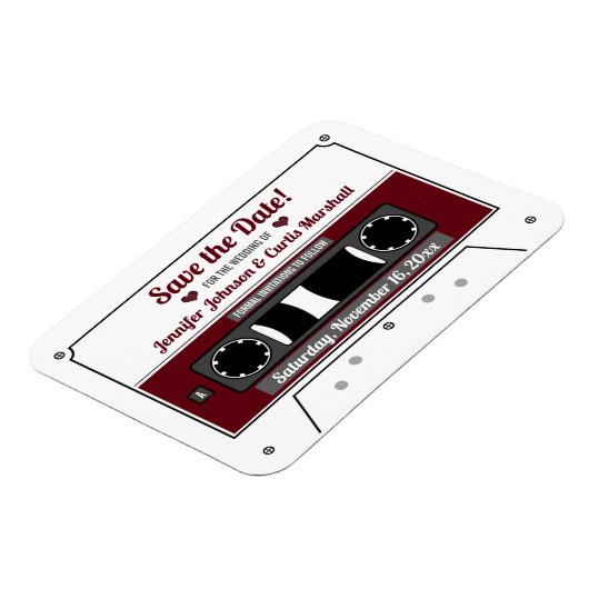 Cassettebandje Wijn Rood Weddenschap Bewaar datum Magneet (Linkerzijde)