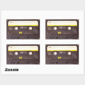 Cassettebandje zwarte rechthoekige Stickers (Vel)
