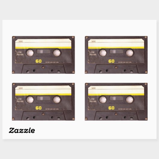 Cassettebandje zwarte rechthoekige Stickers (Vel)