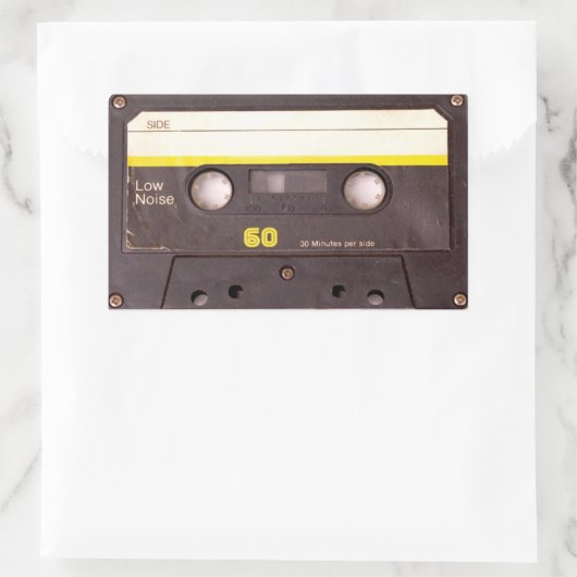 Cassettebandje zwarte rechthoekige Stickers (Tas)