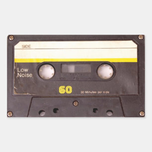 Cassettebandje zwarte rechthoekige stickers