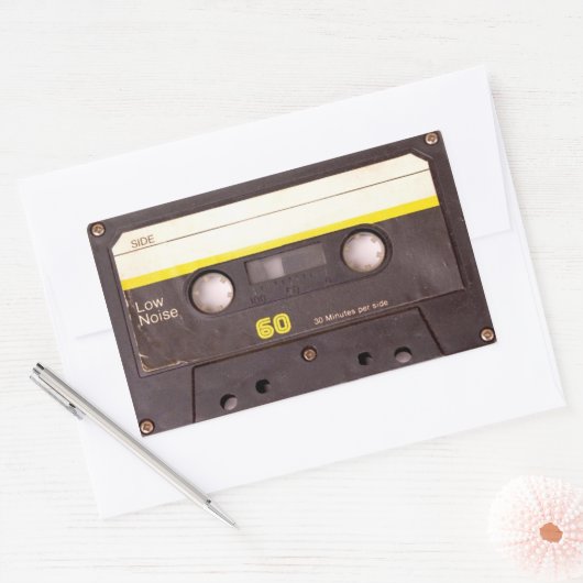 Cassettebandje zwarte rechthoekige Stickers (Envelop)