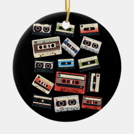 Cassettebandjes mixtapes 1980s Radio Muziek Grafis Keramisch Ornament (Voorkant)