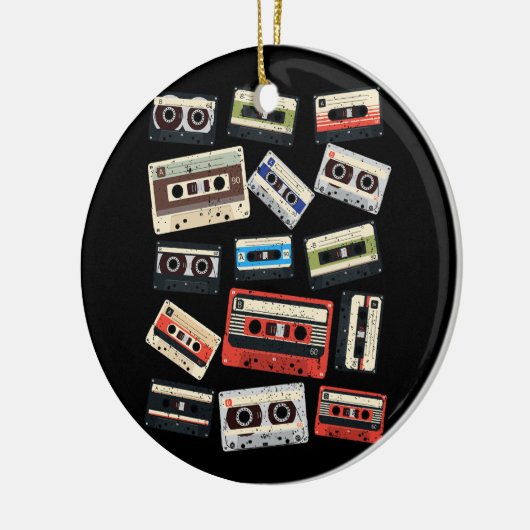 Cassettebandjes mixtapes 1980s Radio Muziek Grafis Keramisch Ornament (Links)