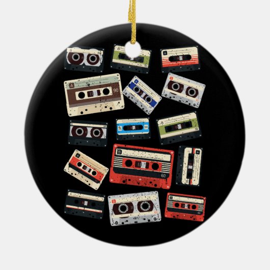 Cassettebandjes mixtapes 1980s Radio Muziek Grafis Keramisch Ornament (Achterkant)