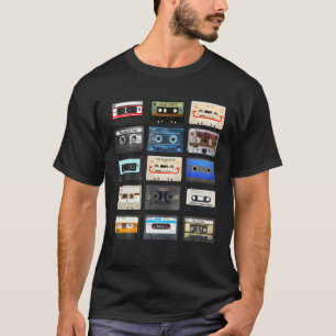 Cassettebandjes mixtapes 1980S radio muziek grafis T-shirt