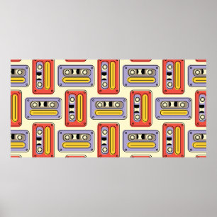 Cassettebandjes retro naadloos patroon. Vintage on Poster