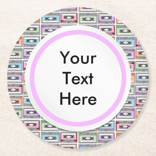 Cassettebandjes Ronde Kartonnen Onderzetter (Voorkant)