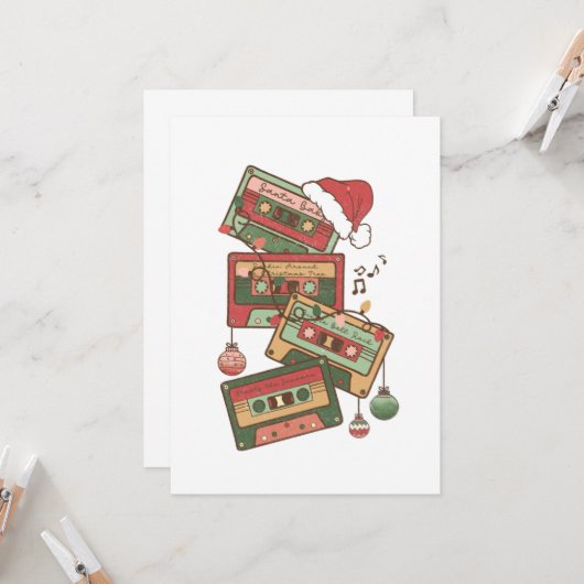 Cassettebandjes voor kerstmuziek kaart (Voorkant / Achterkant in situ)