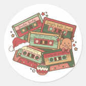 Cassettebandjes voor kerstmuziek ronde sticker (Voorkant)