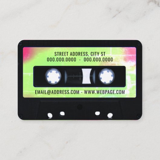 cassettebandretro-stijl met opschrift visitekaartje (Achterkant)