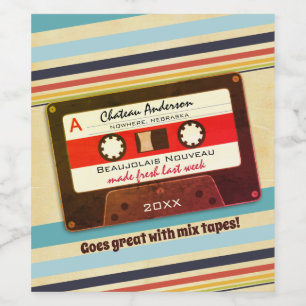 cassettemixtape 70s retro-gepersonaliseerde homema wijn etiket