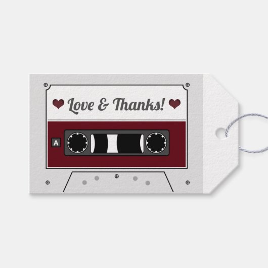 Cassetterecord Wijnrode Trouwgunst Cadeaulabel (Voorkant (Horizontaal))