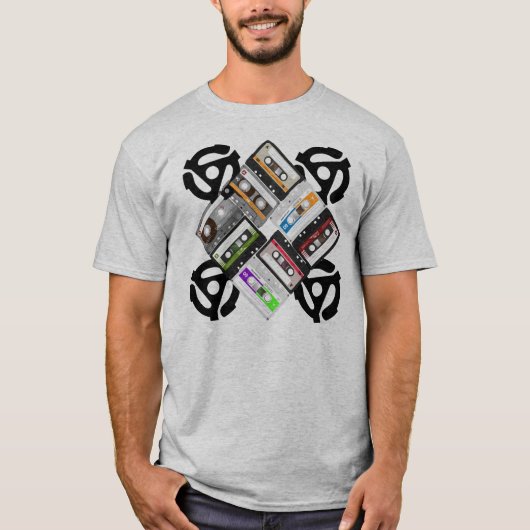 Cassettes en 45-rpm adapter t-shirt (Voorkant)