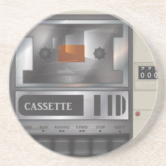 cassettespeler zandsteen onderzetter (Voorkant)