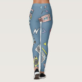  cassettespelers: Retro Naadloze Kunst Leggings (Achterkant)