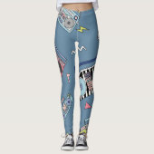  cassettespelers: Retro Naadloze Kunst Leggings (Voorkant)