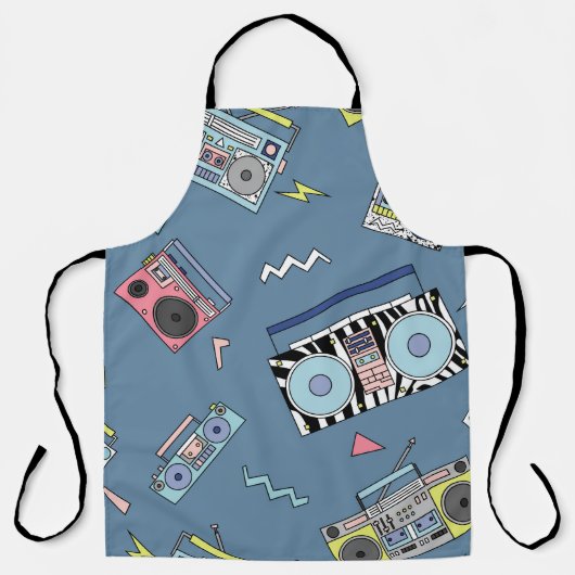 cassettespelers: Retro Naadloze Kunst Schort (Voorkant)