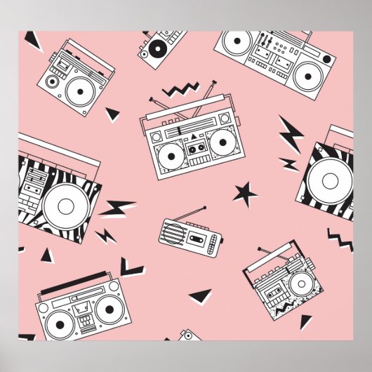  cassettespelers: retro patroon. poster (Voorkant)