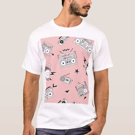  cassettespelers: retro patroon. t-shirt (Voorkant)