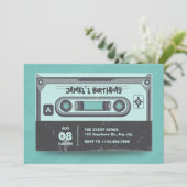 Cassettetape  groen zwart verjaardagsfeest kaart (Staand voorkant)