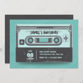 Cassettetape  groen zwart verjaardagsfeest kaart (Voorkant / Achterkant)