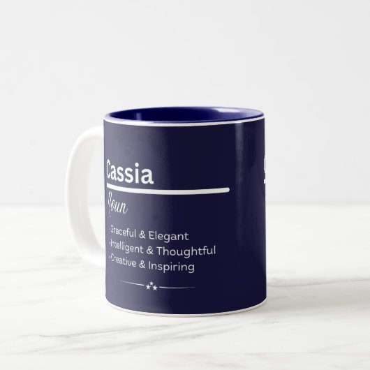 Cassia Personalized Name Coffee Mug Tweekleurige Koffiemok (Voorkant links)