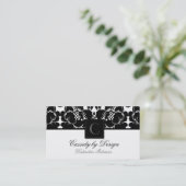Cassidy Black Floral Damask Visitekaartje (Staand voorkant)