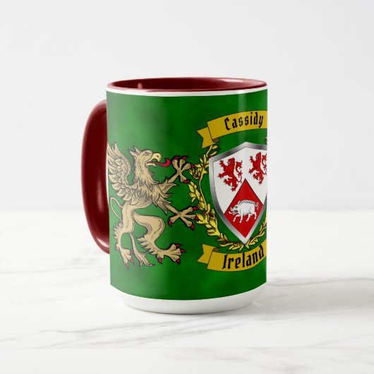 Cassidy Irish Shield & Griffins gepersonaliseerd Mok (Voorkant links)