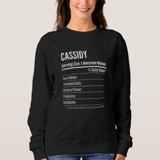 Cassidy Nutritional Facts Serving Size Cal Trui (Voorkant)