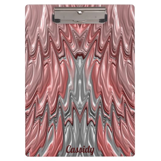 CASSIDY ~ PASTEL 3D! Roze, Zilver, Wit GLOSSY Klembord (Voorkant)