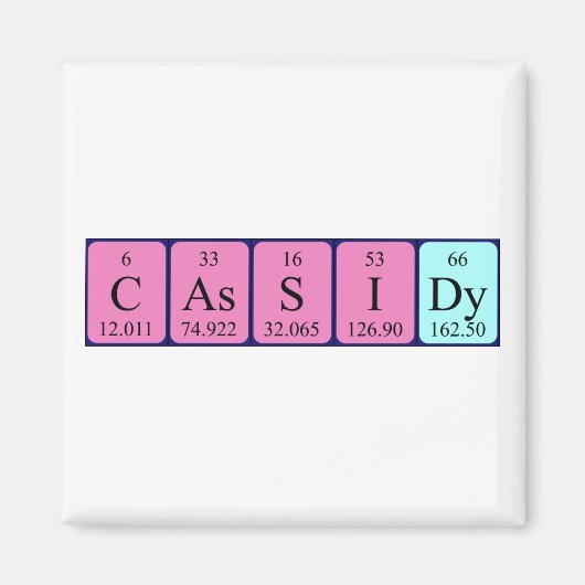 Cassidy periodiek table name magnet (Voorkant)